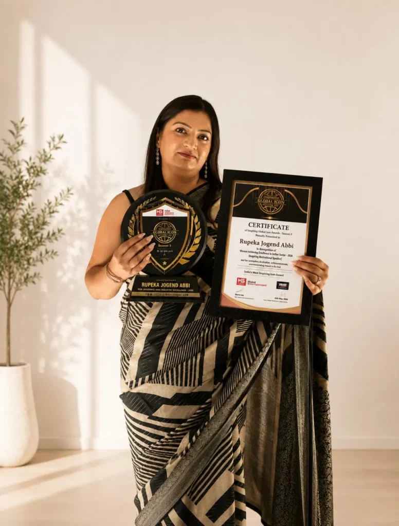 Rupeka holding her Woman Icon of the Year 2026 certificate and award